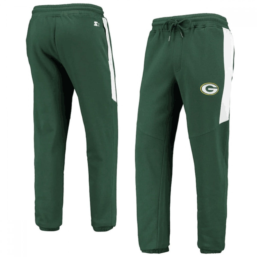 Men's Green Bay Packers Starter Green/White Goal Post Fleece Pants 
