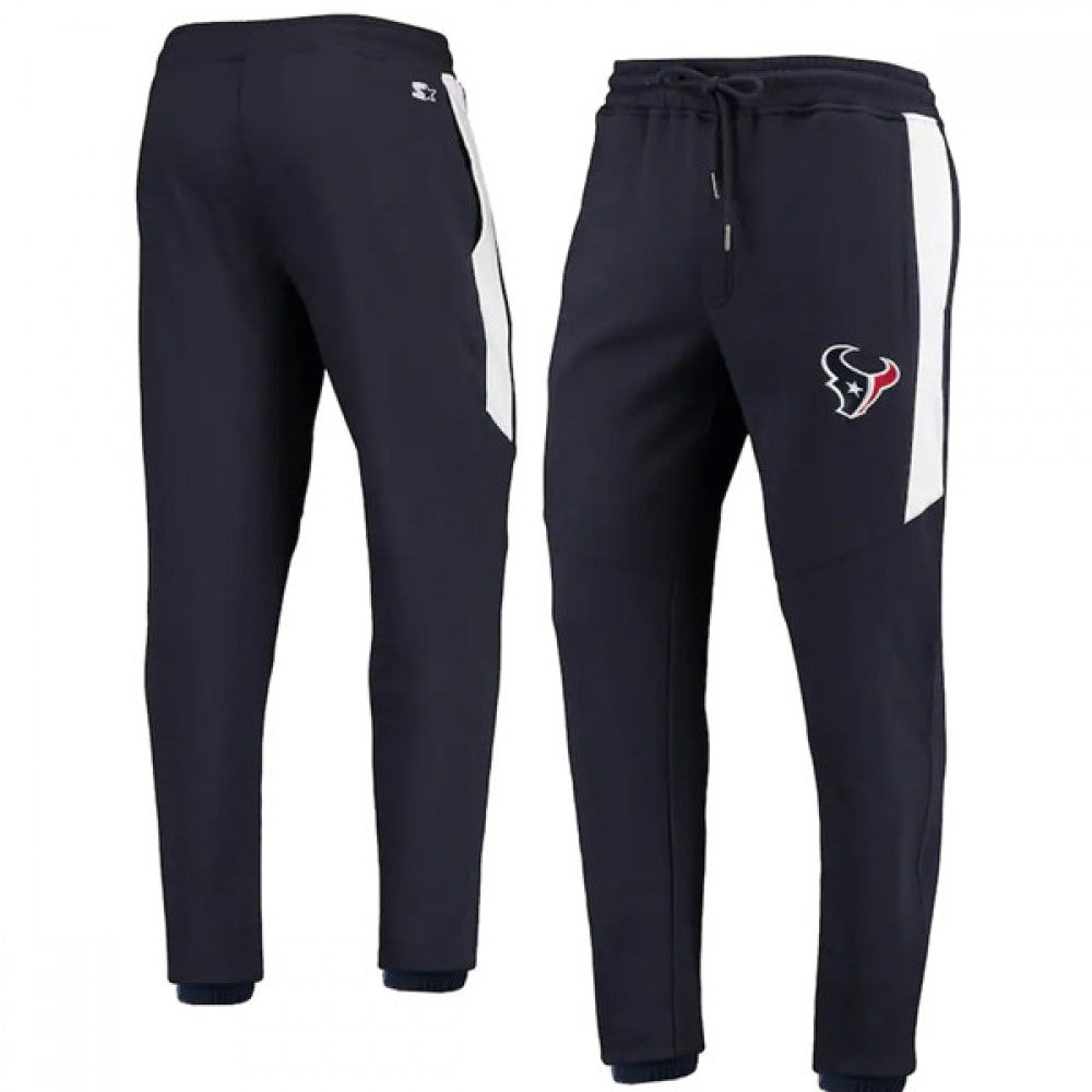 Men's Houston Texans Starter Navy/White Goal Post Fleece Pants 