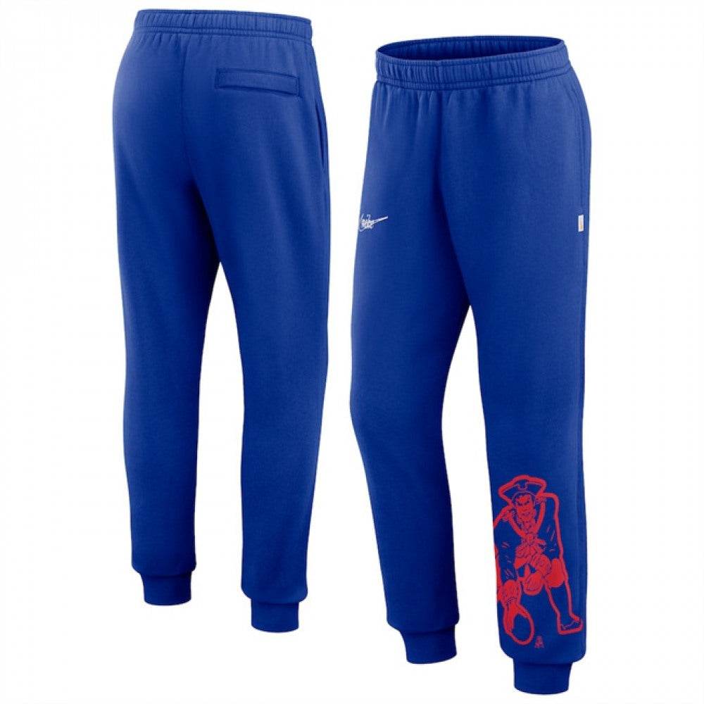 Men's New England Patriots Blue Chop Block Fleece Sweatpants 