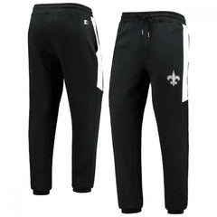 Men's New Orleans Saints Starter Black/White Goal Post Fleece Pants 