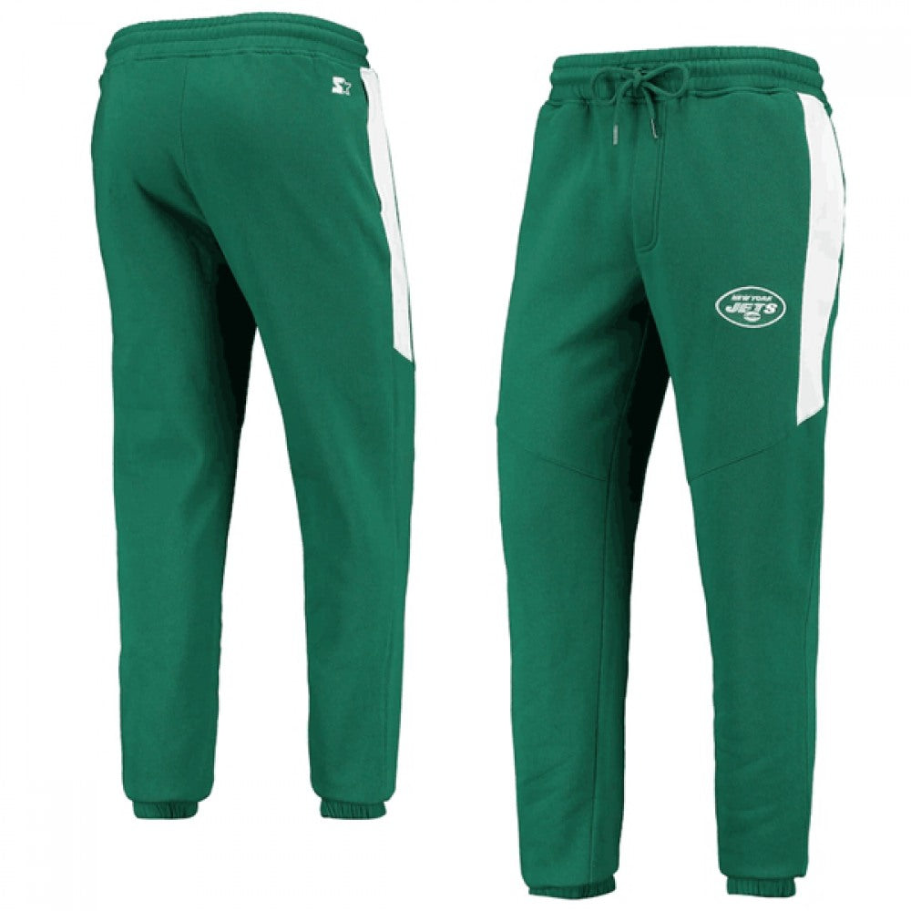 Men's New York Jets Starter Green/White Goal Post Fleece Pants 