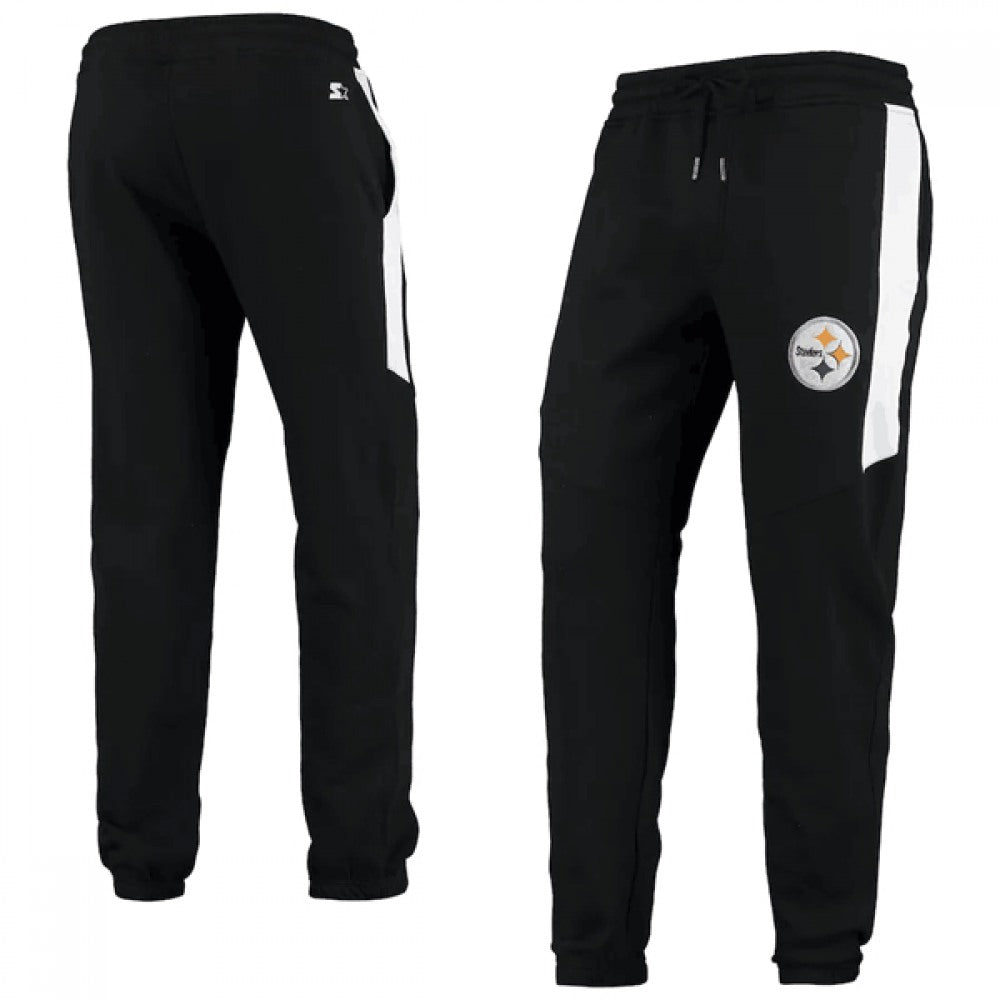 Men's Pittsburgh Steelers Starter Black/White Goal Post Fleece Pants 