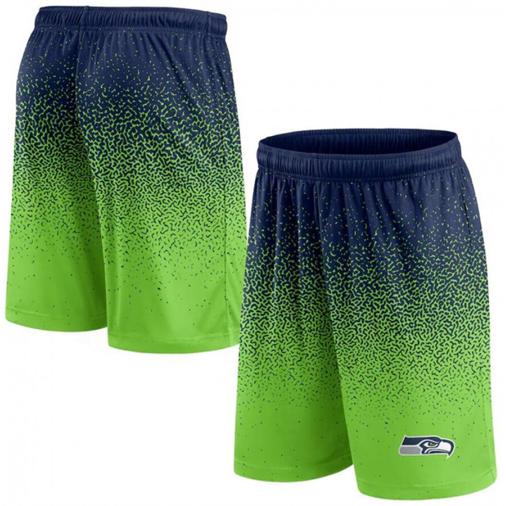 Men's Seattle Seahawks Navy/Neon Green Ombre Shorts 