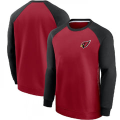 Men's Arizona Cardinals Red/Black Historic Raglan Crew Performance Sweater 