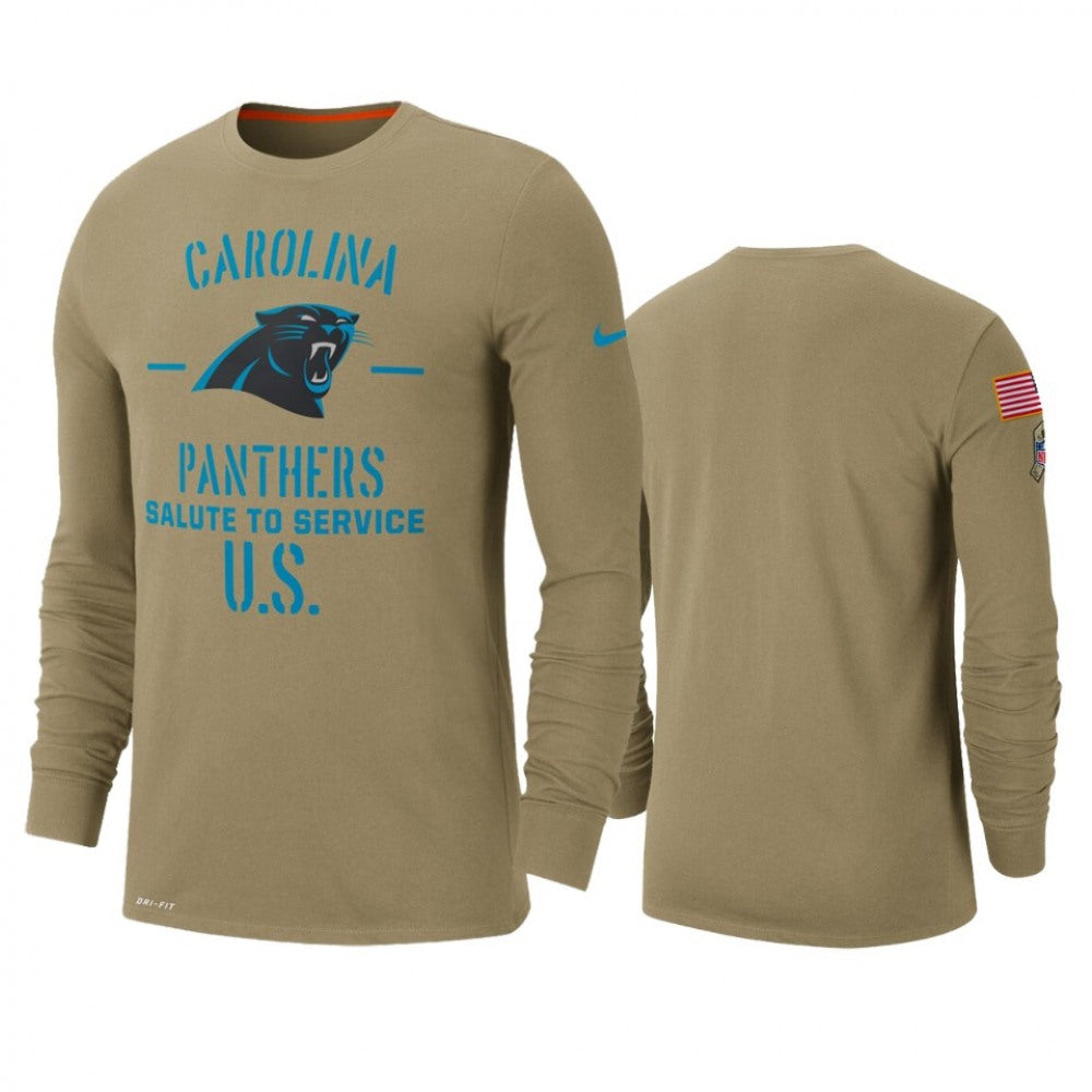 Men's Carolina Panthers Tan 2019 Salute to Service Sideline Performance Long Sleeve Shirt 