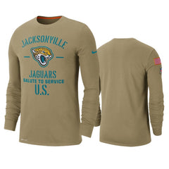 Men's Jacksonville Jaguars Tan 2019 Salute to Service Sideline Performance Long Sleeve Shirt 
