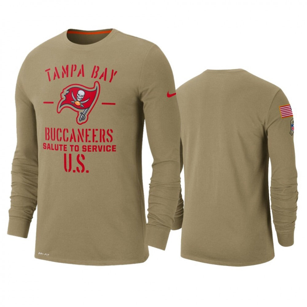 Men's Tampa Bay Buccaneers Tan 2019 Salute to Service Sideline Performance Long Sleeve Shirt 