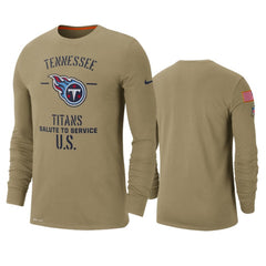 Men's Tennessee Titans Tan 2019 Salute to Service Sideline Performance Long Sleeve Shirt 