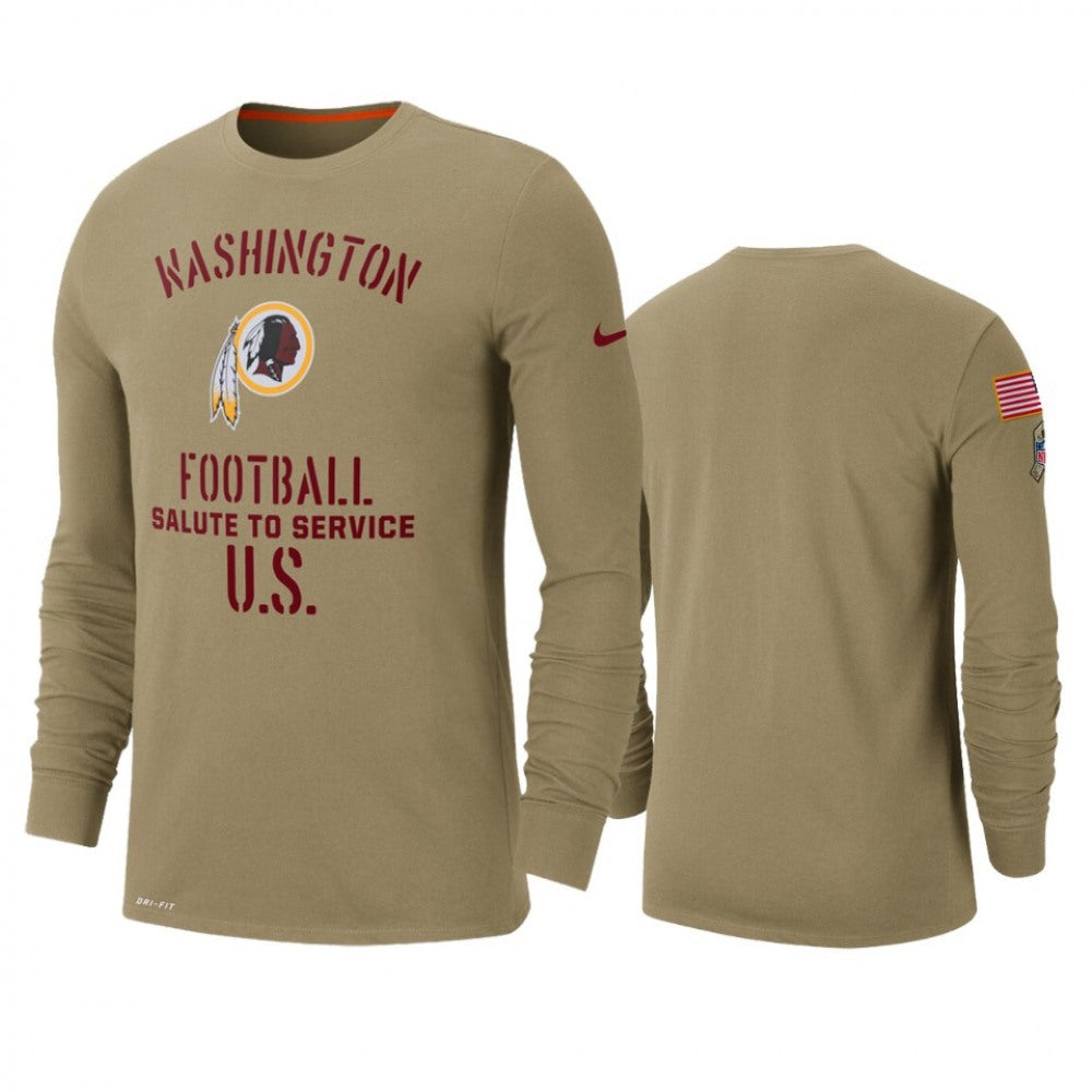 Men's Washington Redskins Tan 2019 Salute to Service Sideline Performance Long Sleeve Shirt 