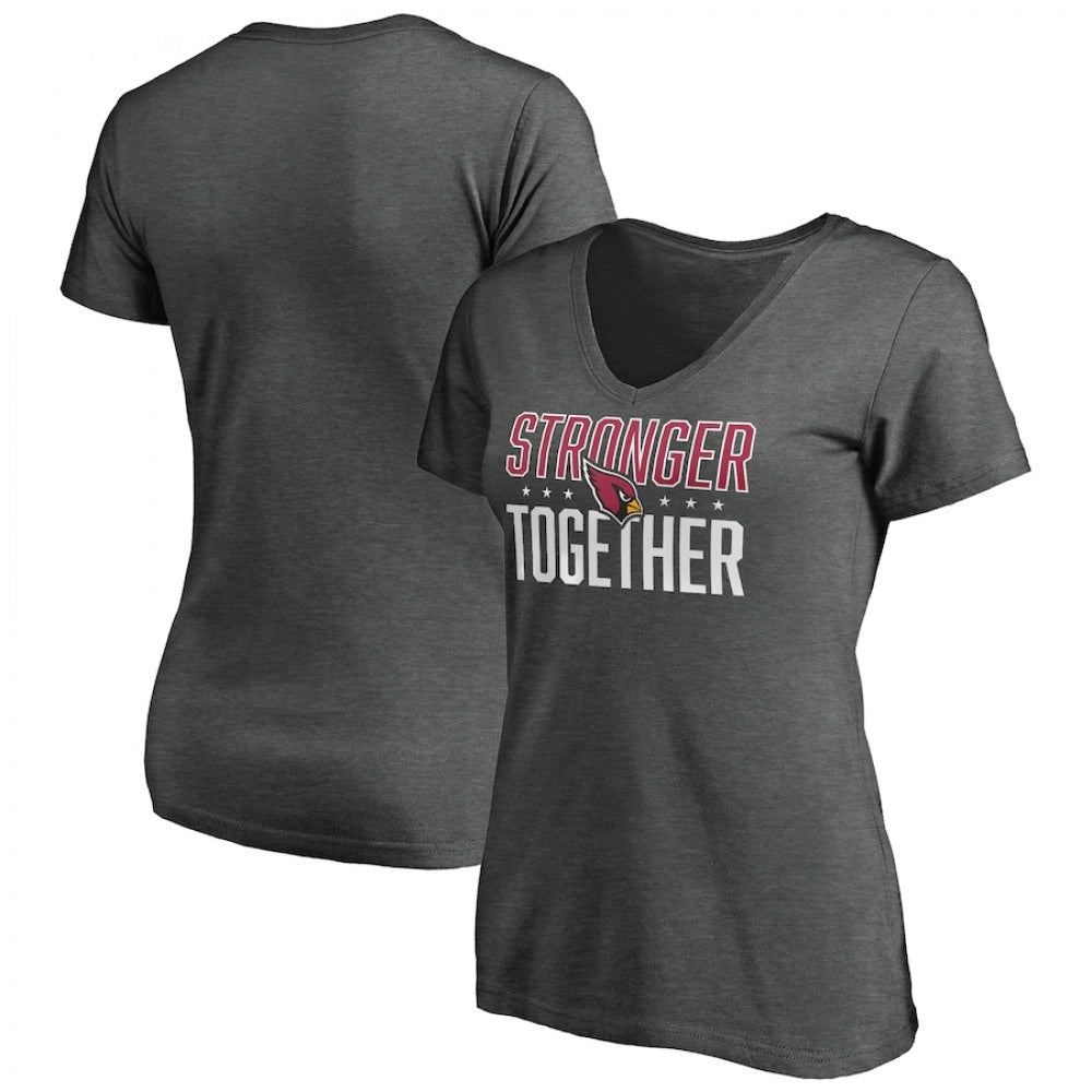 Women's Arizona Cardinals Heather Stronger Together Space Dye V-Neck T-Shirt(Run Small) 