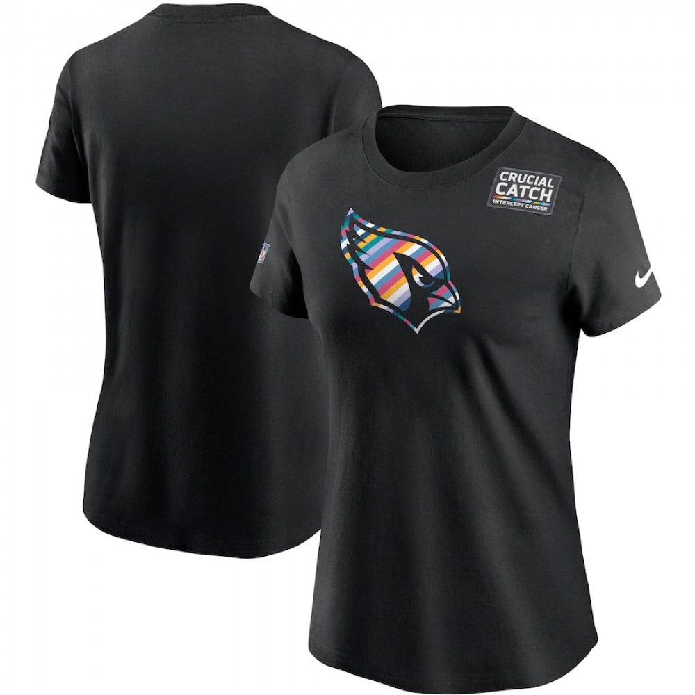 Women's Arizona Cardinals 2020 Black Sideline Crucial Catch Performance T-Shirt (Run Small) 