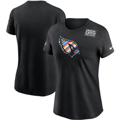 Women's Arizona Cardinals 2020 Black Sideline Crucial Catch Performance T-Shirt (Run Small) 