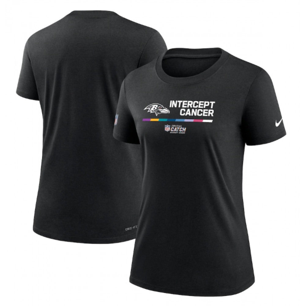 Women's Baltimore Ravens 2022 Black Crucial Catch Performance T-Shirt(Run Small) 