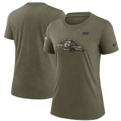 Women's Baltimore Ravens Olive 2021 Salute To Service T-Shirt (Run Small) 