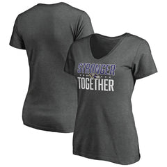 Women's Baltimore Ravens Heather Stronger Together Space Dye V-Neck T-Shirt(Run Small) 