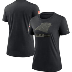 Women's Carolina Panthers 2020 Black Salute To Service Performance T-Shirt (Run Small) 