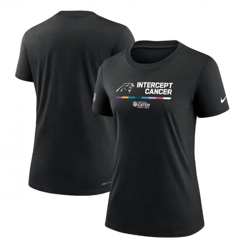 Women's Carolina Panthers 2022 Black Crucial Catch Performance T-Shirt(Run Small) 