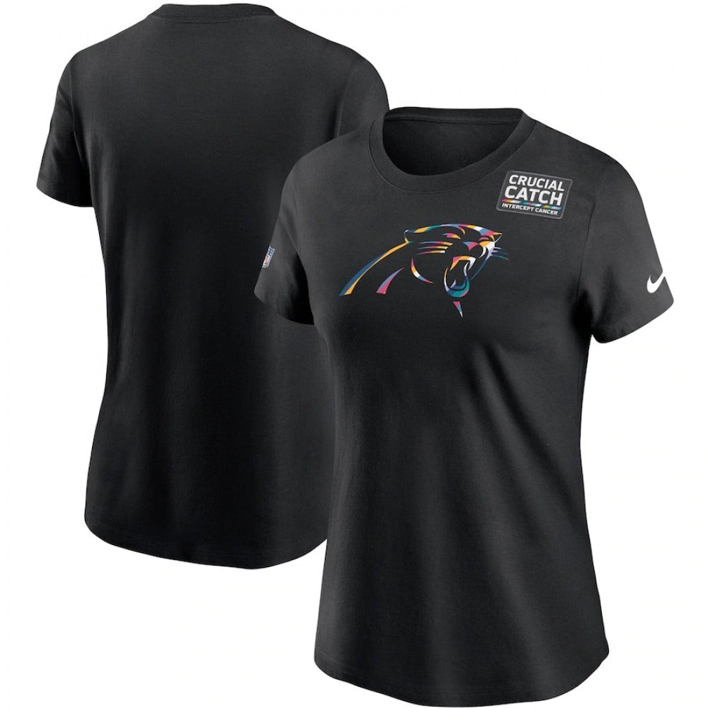 Women's Carolina Panthers 2020 Black Sideline Crucial Catch Performance T-Shirt (Run Small) 