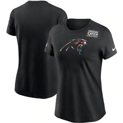 Women's Carolina Panthers 2020 Black Sideline Crucial Catch Performance T-Shirt (Run Small) 