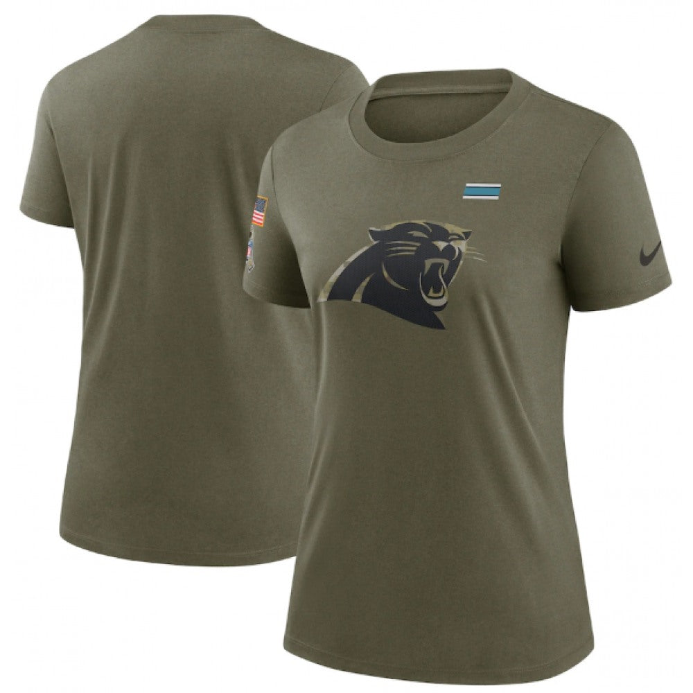 Women's Carolina Panthers Olive 2021 Salute To Service T-Shirt (Run Small) 