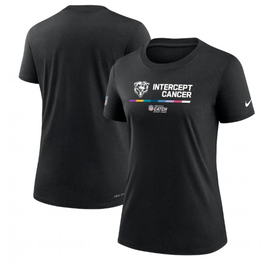 Women's Chicago Bears 2022 Black Crucial Catch Performance T-Shirt(Run Small) 