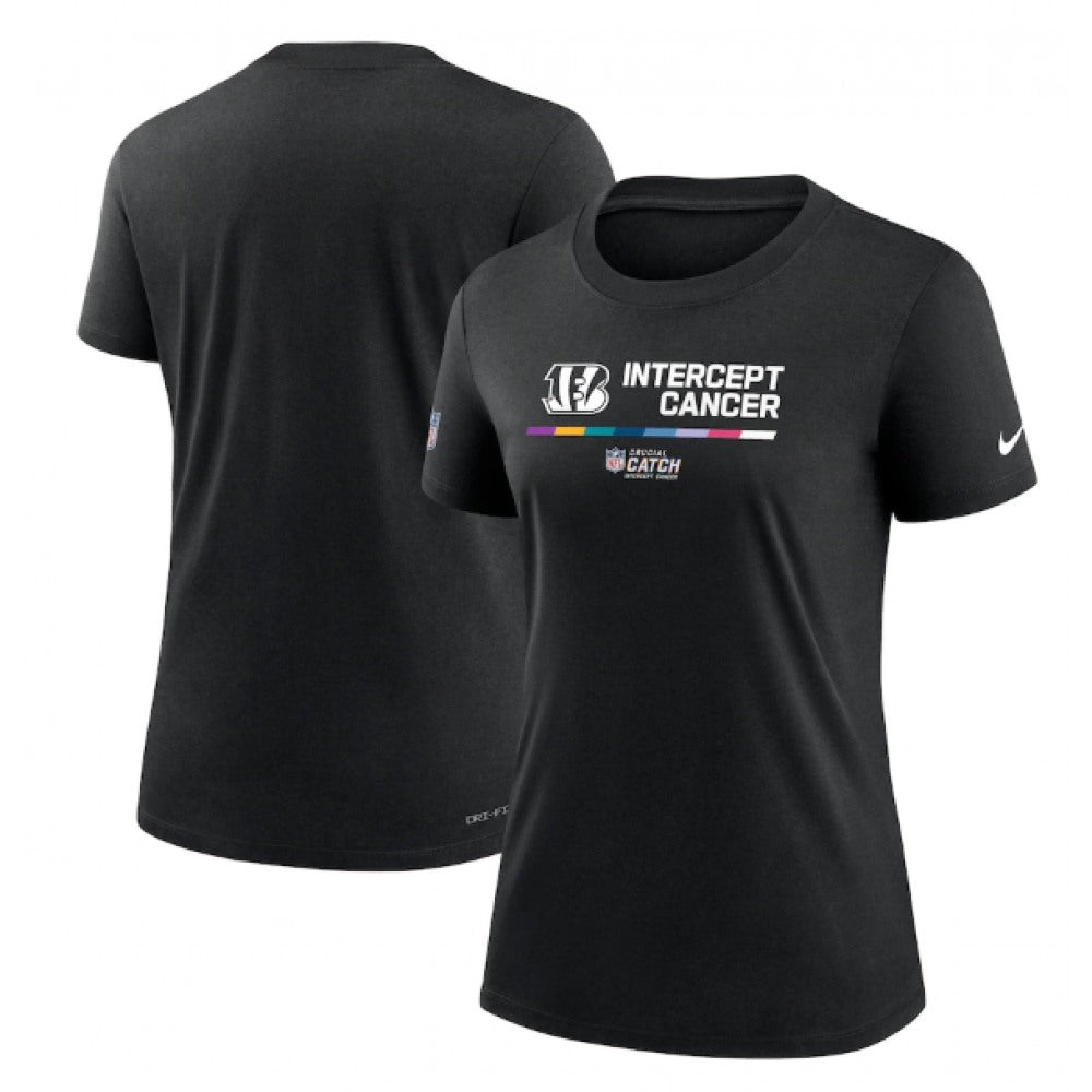 Women's Cincinnati Bengals 2022 Black Crucial Catch Performance T-Shirt(Run Small) 