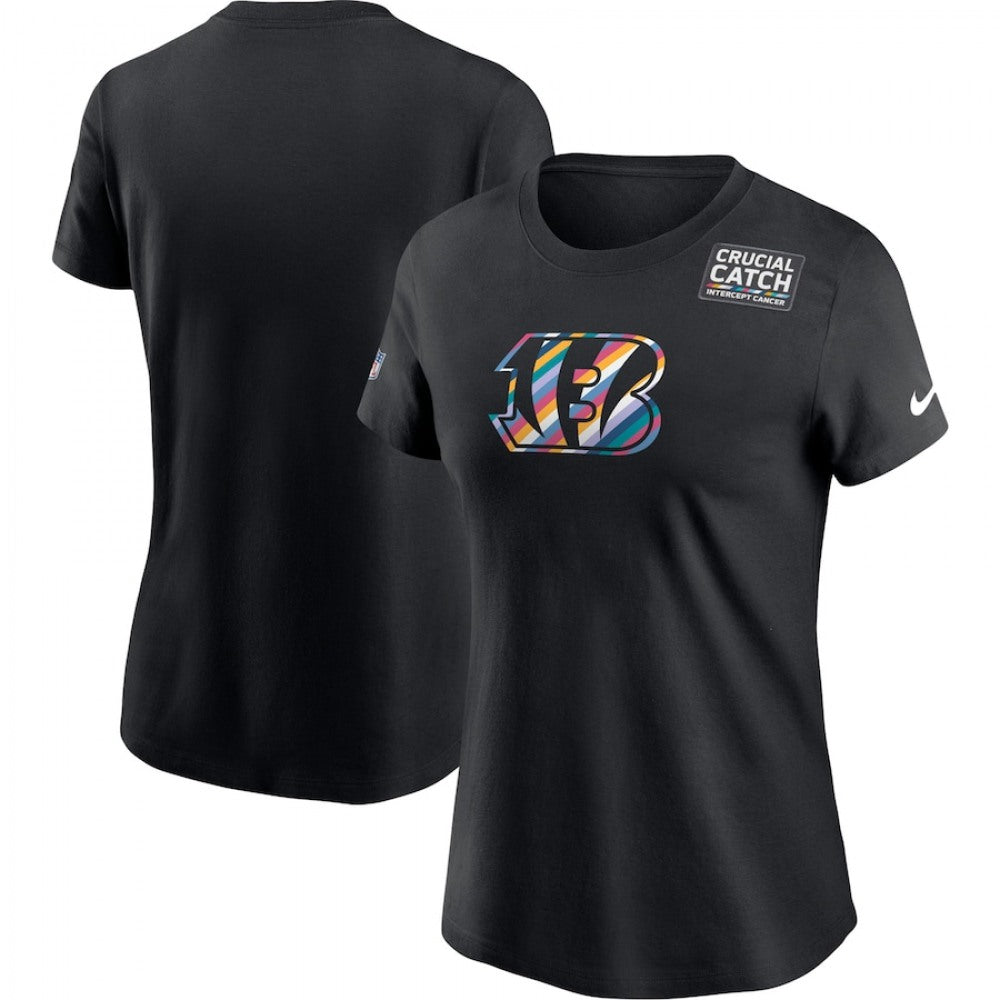 Women's Cincinnati Bengals 2020 Black Sideline Crucial Catch Performance T-Shirt(Run Small) 