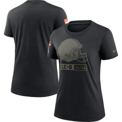 Women's Cleveland Browns 2020 Black Salute To Service Performance T-Shirt (Run Small) 