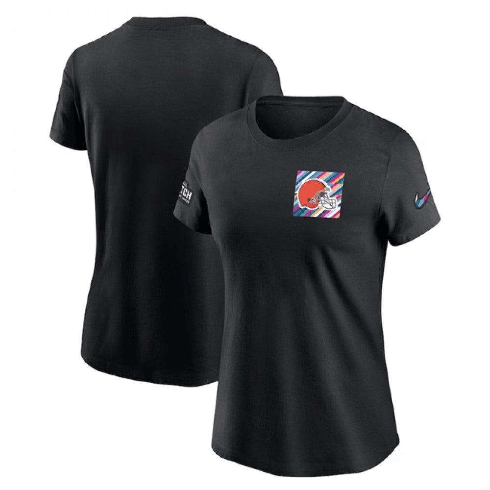 Women's Cleveland Browns Black 2023 Crucial Catch Sideline Tri-Blend T-Shirt(Run Small) 