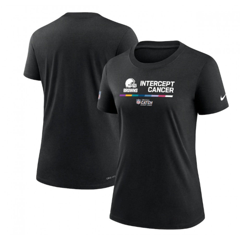 Women's Cleveland Browns 2022 Black Crucial Catch Performance T-Shirt(Run Small) 