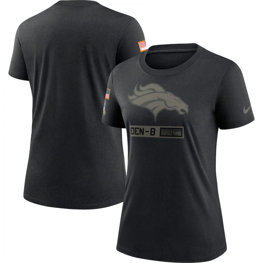 Women's Denver Broncos 2020 Black Salute To Service Performance T-Shirt (Run Small) 