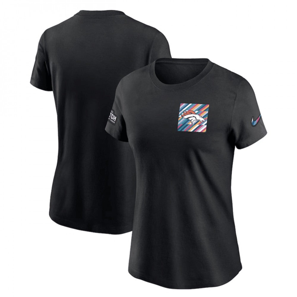 Women's Denver Broncos Black 2023 Crucial Catch Sideline Tri-Blend T-Shirt(Run Small) 