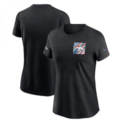 Women's Denver Broncos Black 2023 Crucial Catch Sideline Tri-Blend T-Shirt(Run Small) 