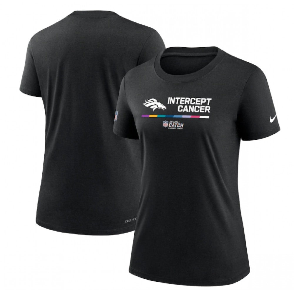 Women's Denver Broncos 2022 Black Crucial Catch Performance T-Shirt(Run Small) 