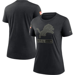 Women's Detroit Lions 2020 Black Salute To Service Performance T-Shirt (Run Small) 