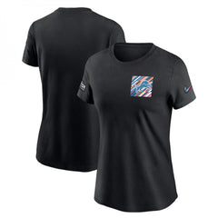 Women's Detroit Lions Black 2023 Crucial Catch Sideline Tri-Blend T-Shirt(Run Small) 