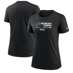 Women's Detroit Lions 2022 Black Crucial Catch Performance T-Shirt(Run Small) 