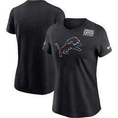 Women's Detroit Lions 2020 Black Sideline Crucial Catch Performance T-Shirt (Run Small) 