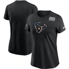 Women's Houston Texans 2020 Black Sideline Crucial Catch Performance T-Shirt(Run Small) 