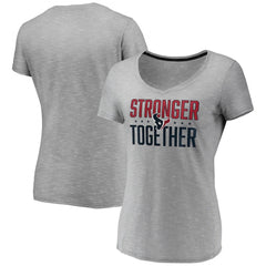 Women's Houston Texans Gray Stronger Together Space Dye V-Neck T-Shirt(Run Small) 