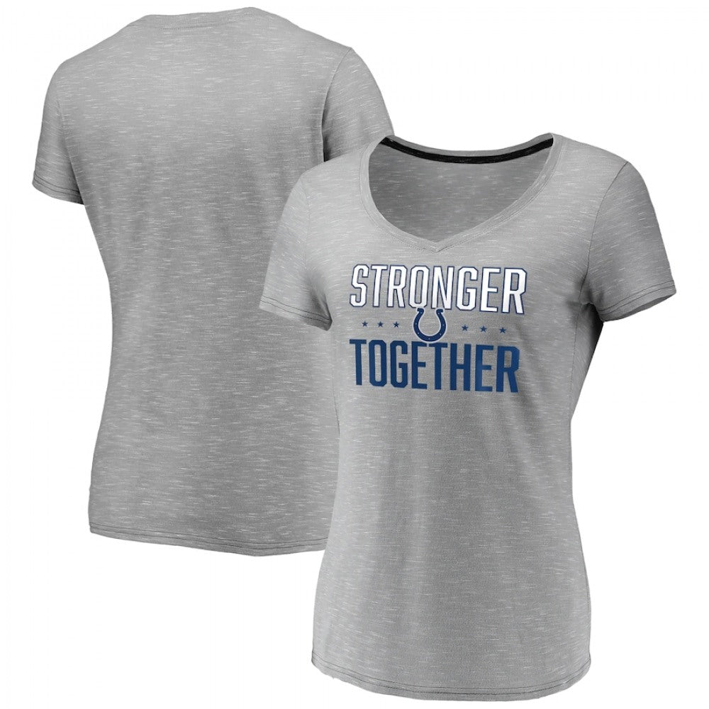 Women's Indianapolis Colts Gray Stronger Together Space Dye V-Neck T-Shirt(Run Small) 