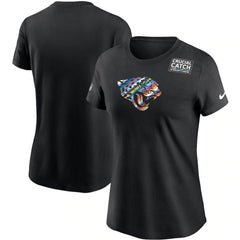 Women's Jacksonville Jaguars 2020 Black Sideline Crucial Catch Performance T-Shirt(Run Small) 