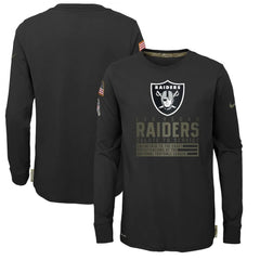 Youth Las Vegas Raiders 2020 Black Salute To Service Sideline Performance Long Sleeve T-Shirt 