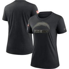 Women's Los Angeles Chargers 2020 Black Salute To Service Performance T-Shirt (Run Small) 