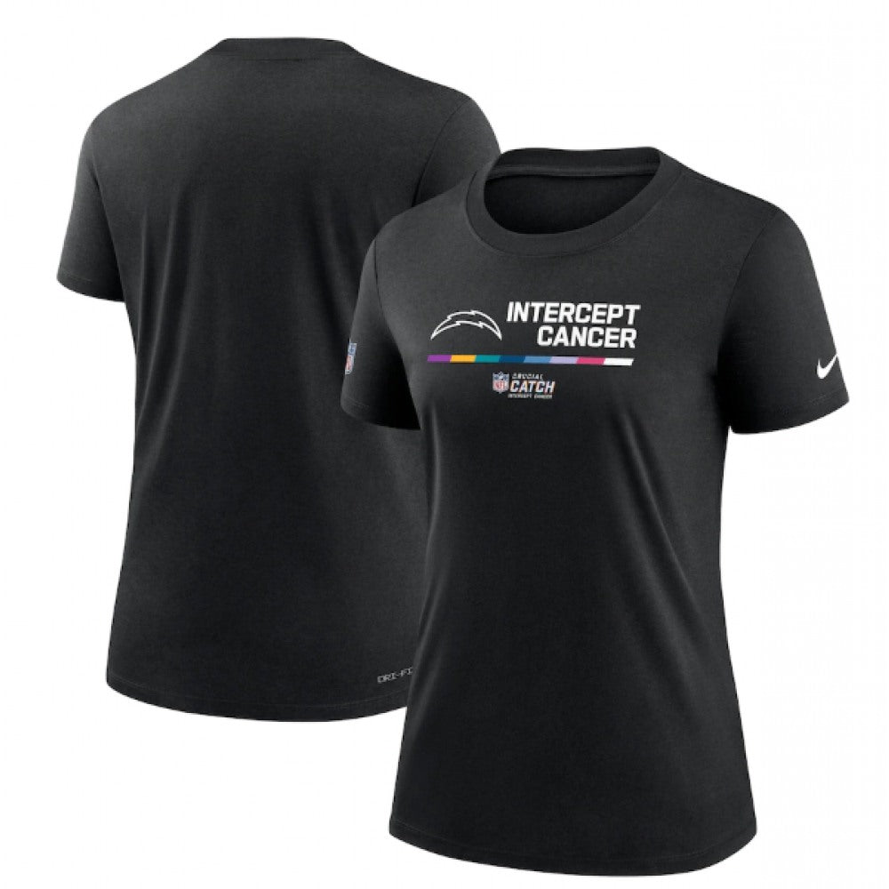 Women's Los Angeles Chargers 2022 Black Crucial Catch Performance T-Shirt(Run Small) 