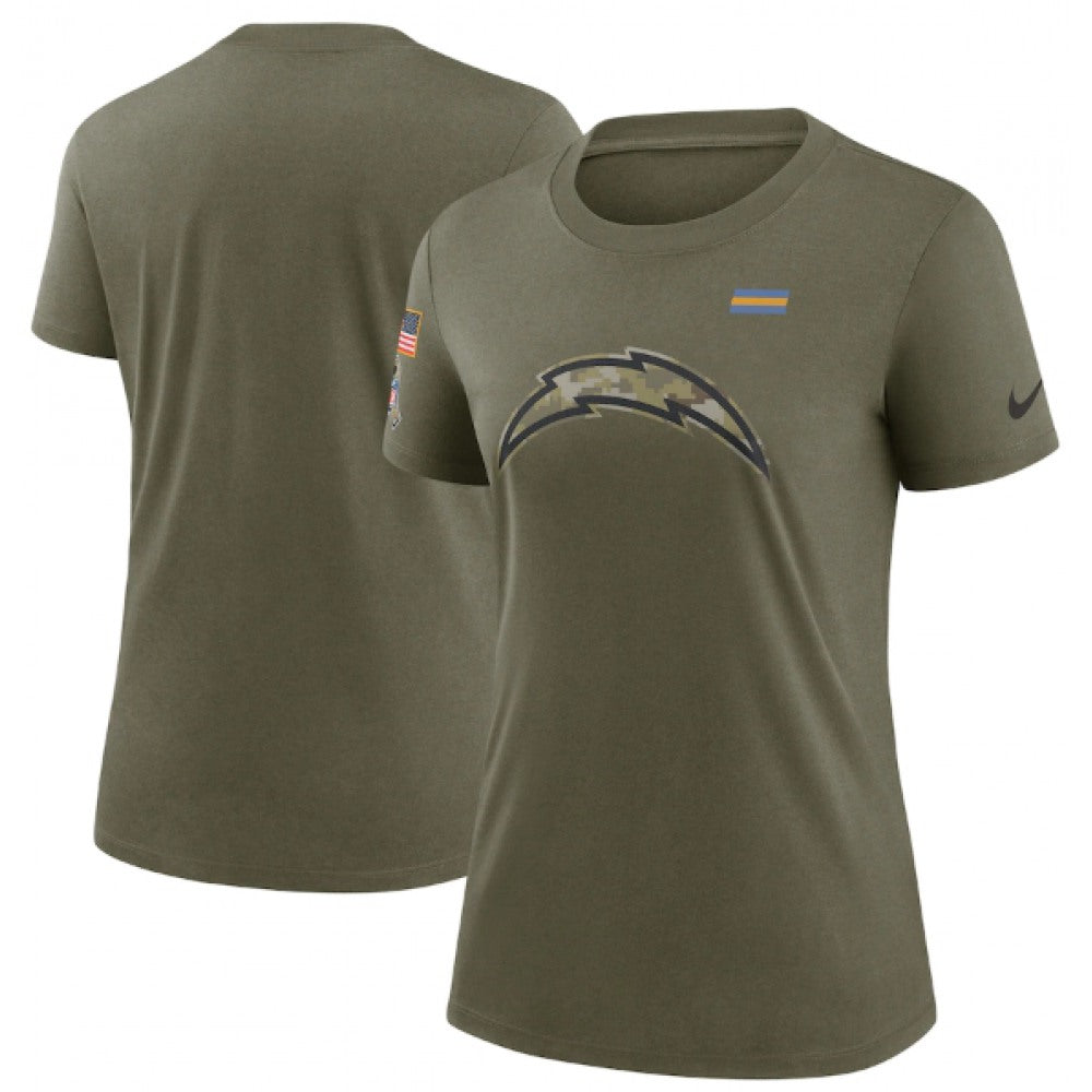 Women's Los Angeles Chargers Olive 2021 Salute To Service T-Shirt (Run Small) 