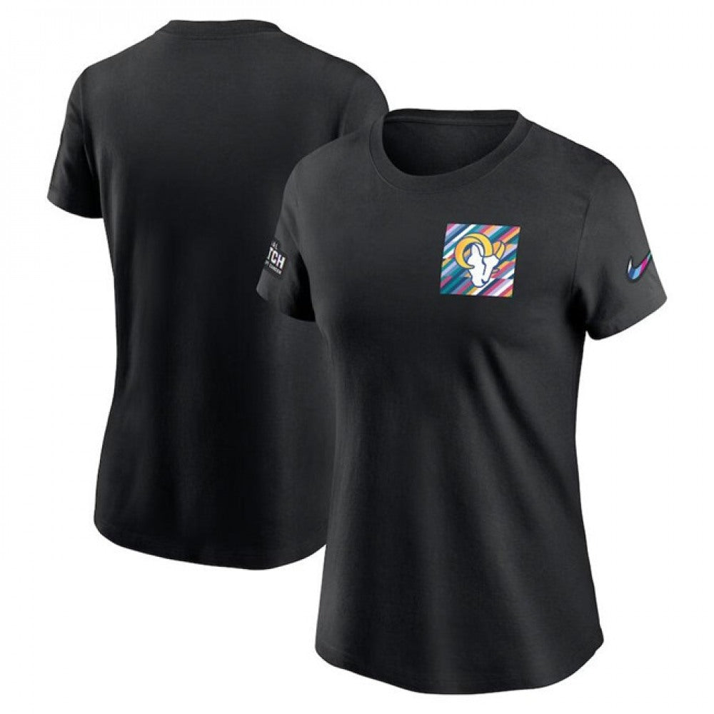 Women's Los Angeles Rams Black 2023 Crucial Catch Sideline Tri-Blend T-Shirt(Run Small) 