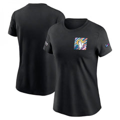 Women's Los Angeles Rams Black 2023 Crucial Catch Sideline Tri-Blend T-Shirt(Run Small) 