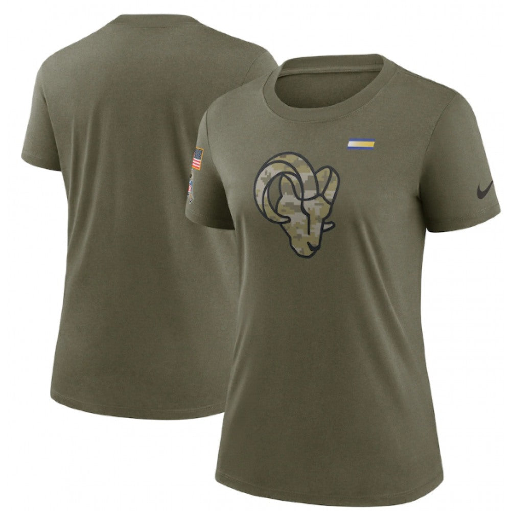 Women's Los Angeles Rams Olive 2021 Salute To Service T-Shirt (Run Small) 