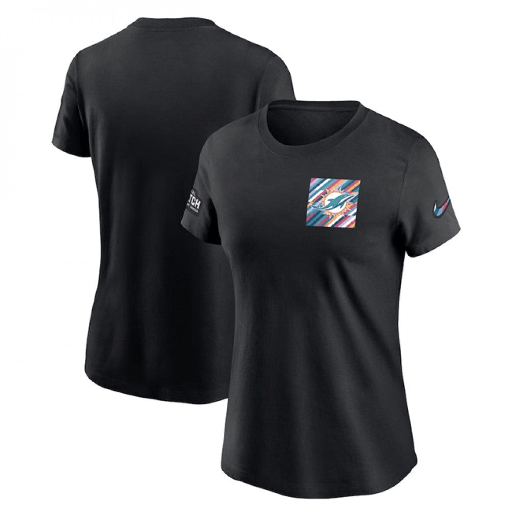 Women's Miami Dolphins Black 2023 Crucial Catch Sideline Tri-Blend T-Shirt(Run Small) 